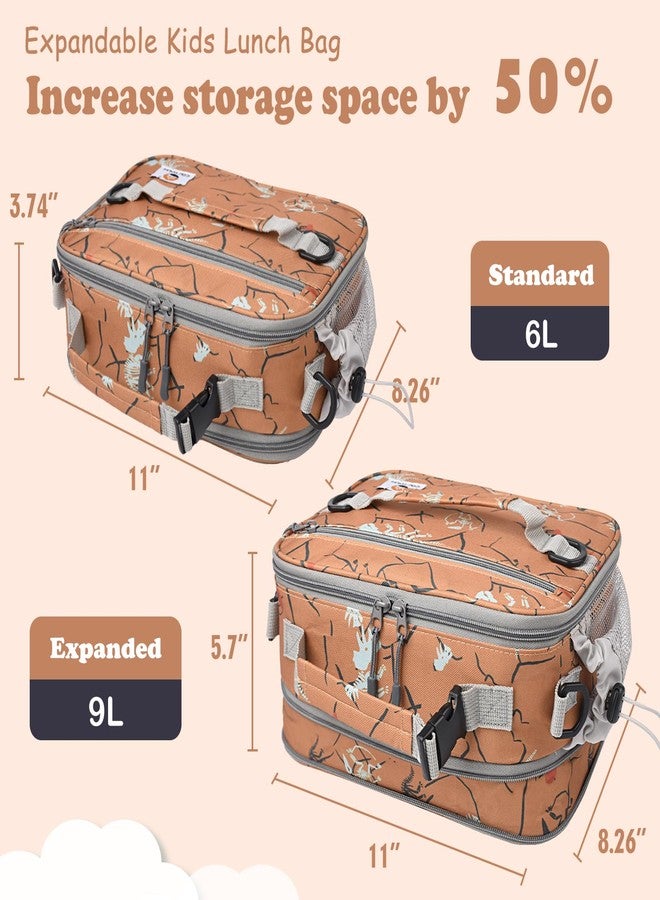 CaCTOUR Lunch Box Kids, Expandable Insulated Lunchbox for Girls Boys,Soft Mini Cooler Bag with Strap,Back to School Thermal Reusable Lunch Bag for Work School Picnic (Brown) - Image 3